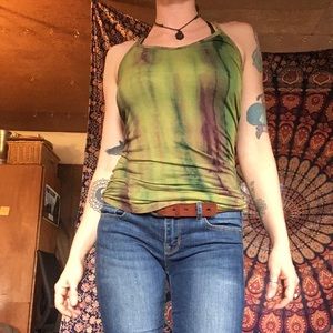 Tie dye extra long tank top